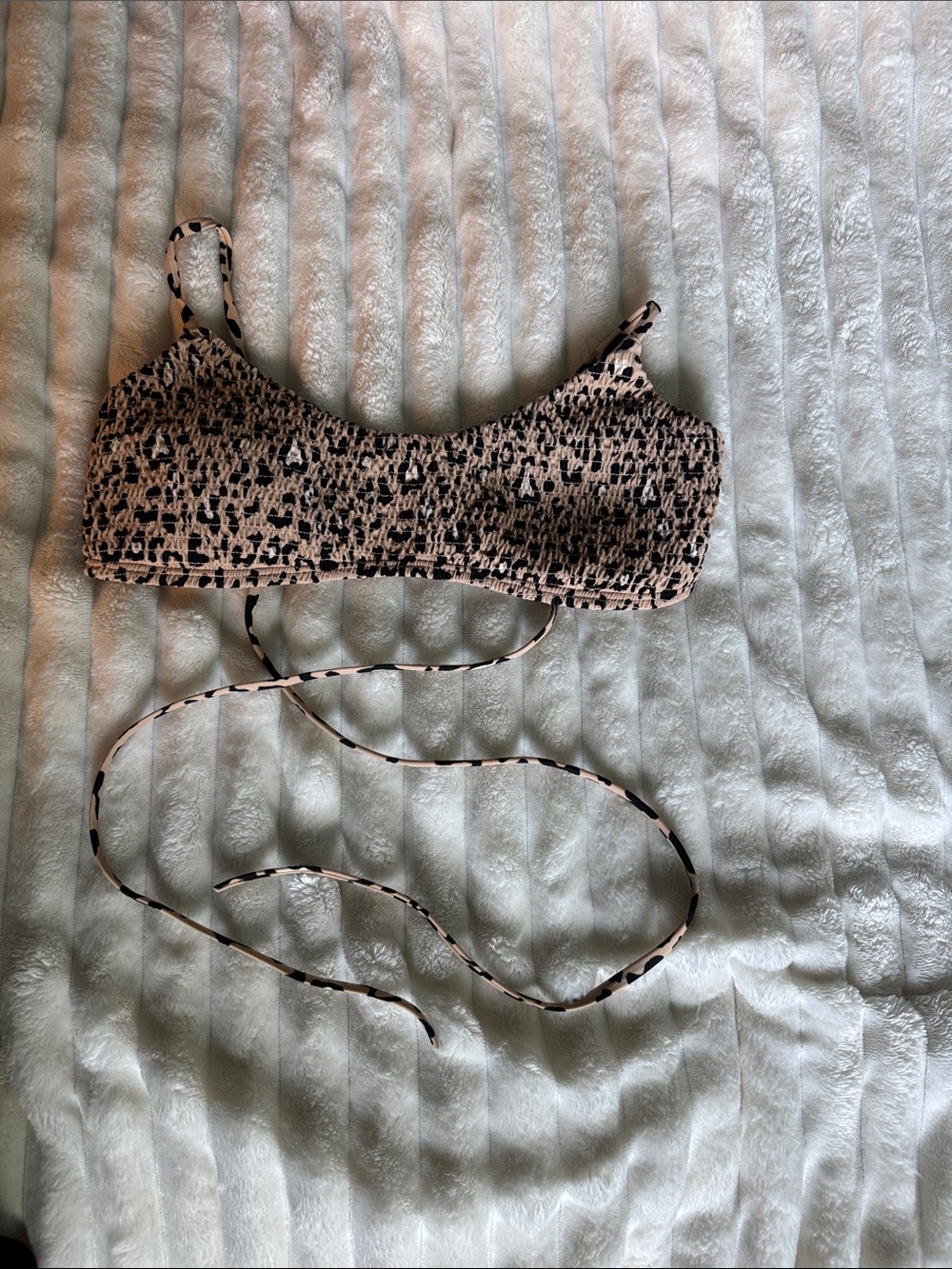 Hollister Swim Leopard Print Smocked Bikini Top